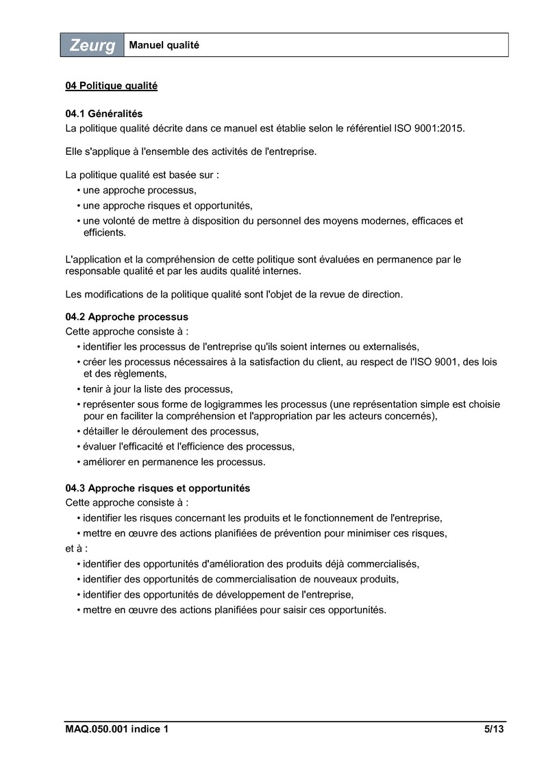 Manuel qualité ISO 9001 version 2015 05