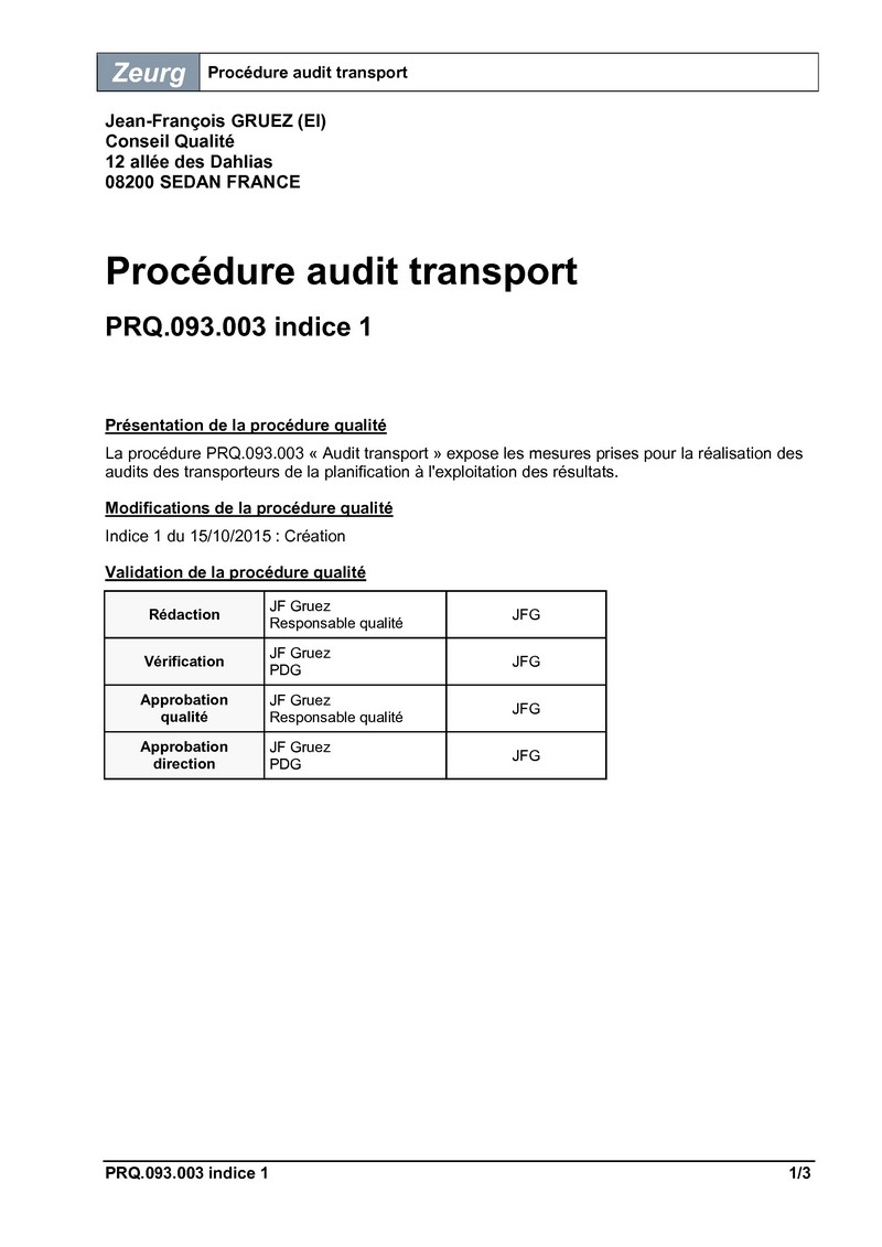 Procédure audit transport 01