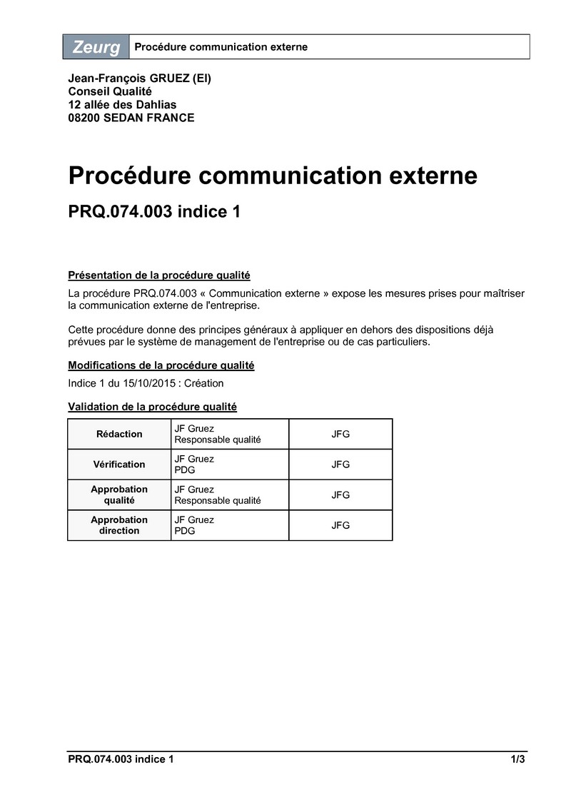 Procédure communication externe 01
